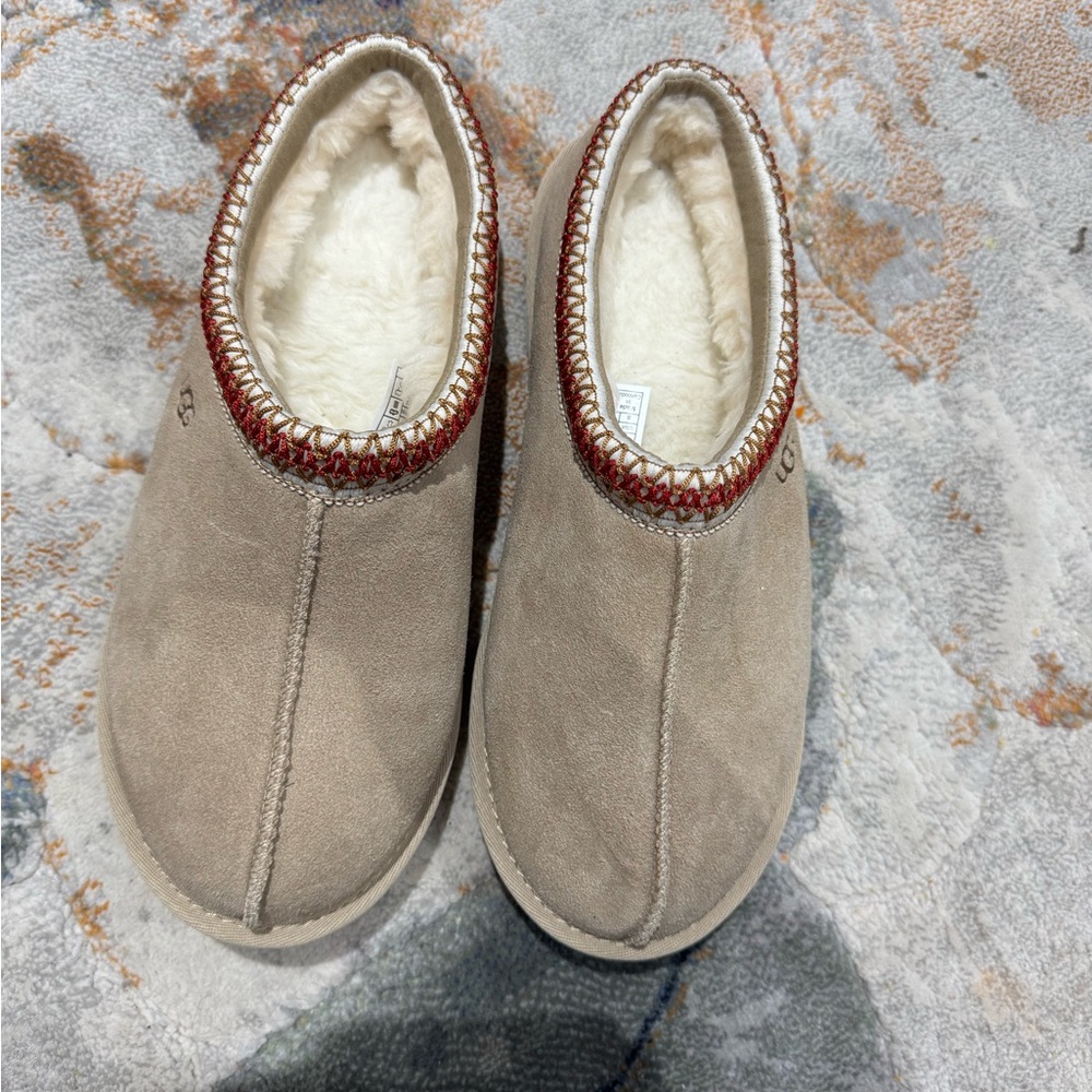 UGG Tan Suede Slippers with Plush Lining